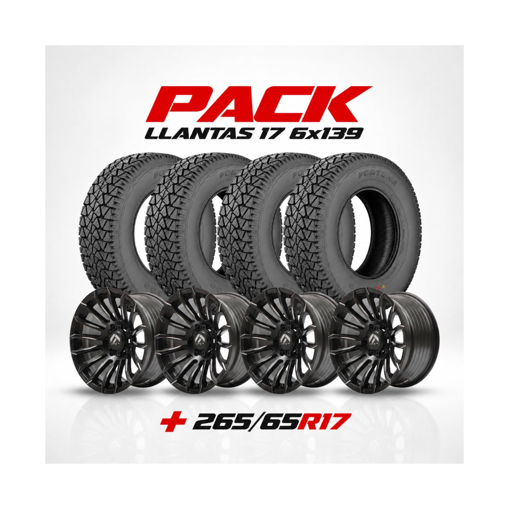 PACK LLANTAS 17 MATE 6X139.7  17X9 + 4 NEUMATICOS 265/65R17 FORTUNE FSR302 AT