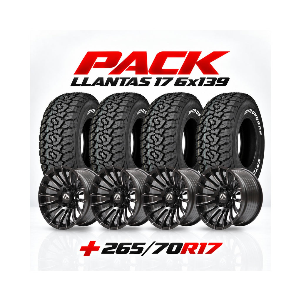 PACK LLANTAS 17 MATE 6X139.7 17X9 + 4 NEUMATICOS LT265/70R17 WINDFORCE AT2 115T