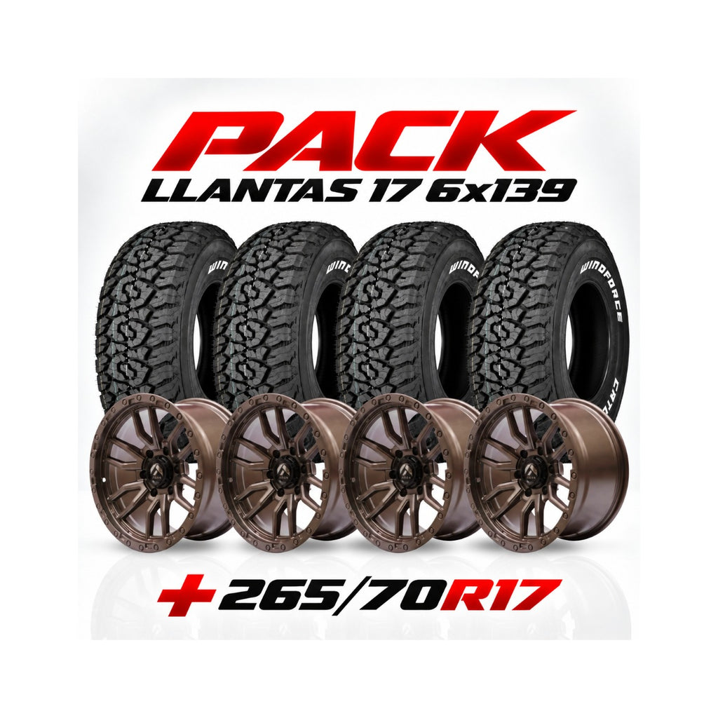 PACK LLANTAS 17 BRONCE 6X139.7 17X9 + 4 NEUMATICOS LT265/70R17 WINDFORCE AT2 115T